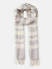 Cotton Silk Scarf Lightweight Moonlight Stripe Dobby Print