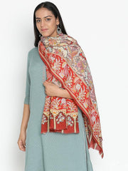 Embroidered Wool Shawl with Chinar Leaf Motifs