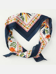 Pure Cotton Nordic Floral Saga Scarf in Pearl White