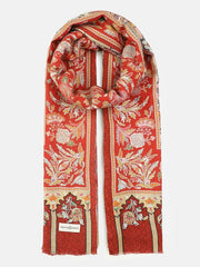 Embroidered Wool Shawl with Chinar Leaf Motifs