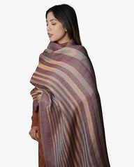 Shimmer Wool Blend Stole Bold  Striped Pattern