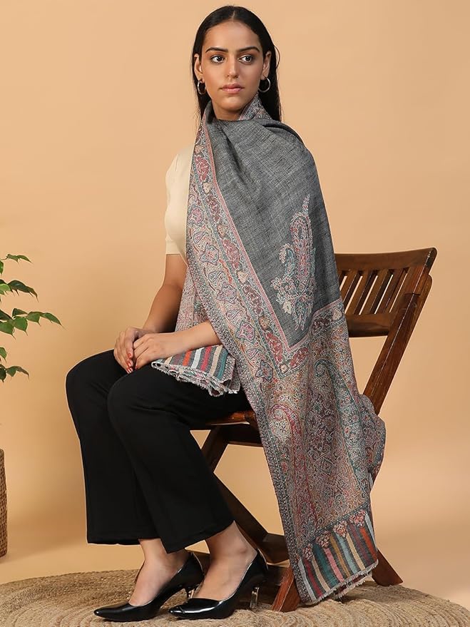 Traditional Earth Tone Kani Jacquard Shawl