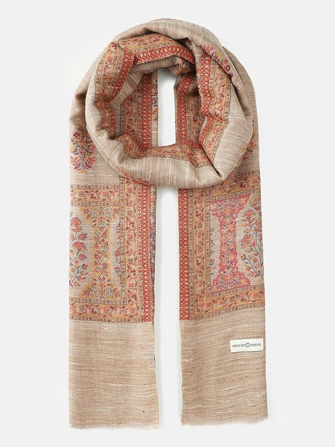 Traditional Wool Kani Shawl Palledar Pattern Mughal Inspired Handloom Wrap