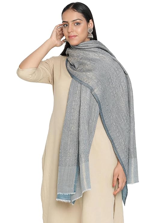 Lustrous Paisley Wool Blend Shawl for Women