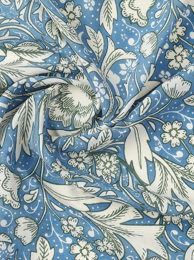 Women's Morris Blue & White Cotton Square Scarf